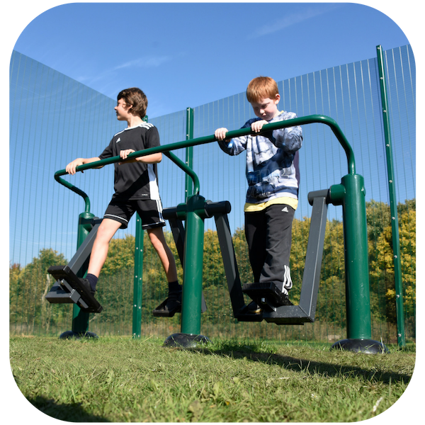 key stage 2 children on outdoor gym